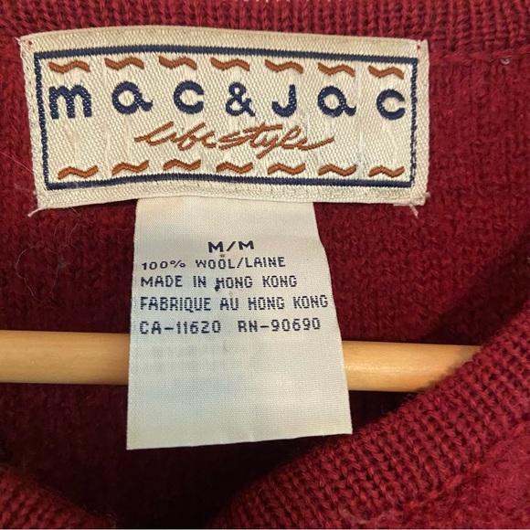 Mac & Jac Red Cardigan Sweater Classic wool. Horse embroidery. - Picture 4 of 6